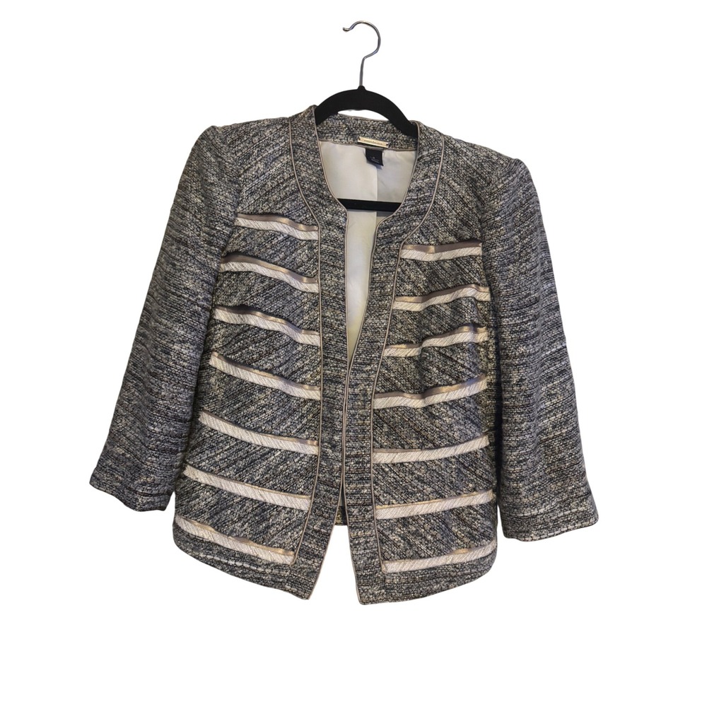 WHBM Tweed Jacket Size 8 Metallic Tiered White House Black Market Blazer Gold